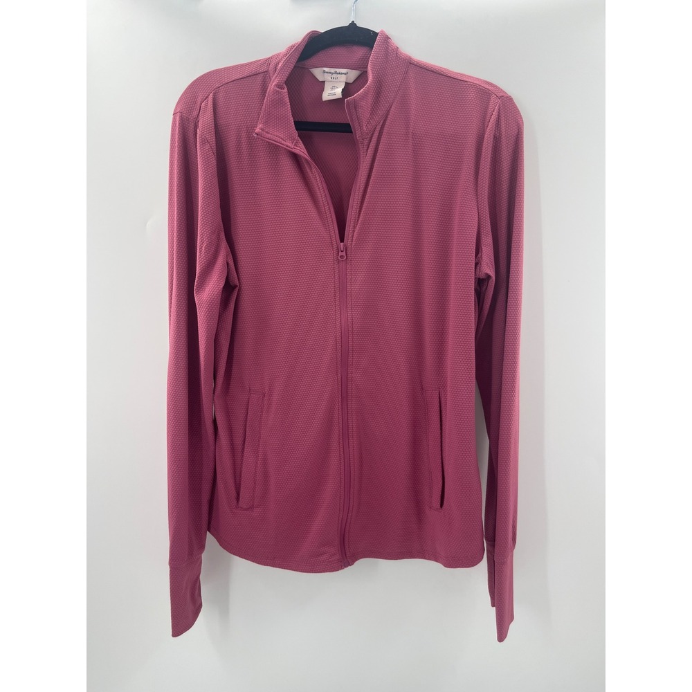 Tommy Bahama Golf Womens Full Zip Jacket Raspberry Pink Honeycomb Textured Large